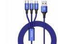 Kabel 3A 3w1 - MICRO USB / TYPE-C / iPhone Lightning - BASEUS RAPID - NIEBIESKI